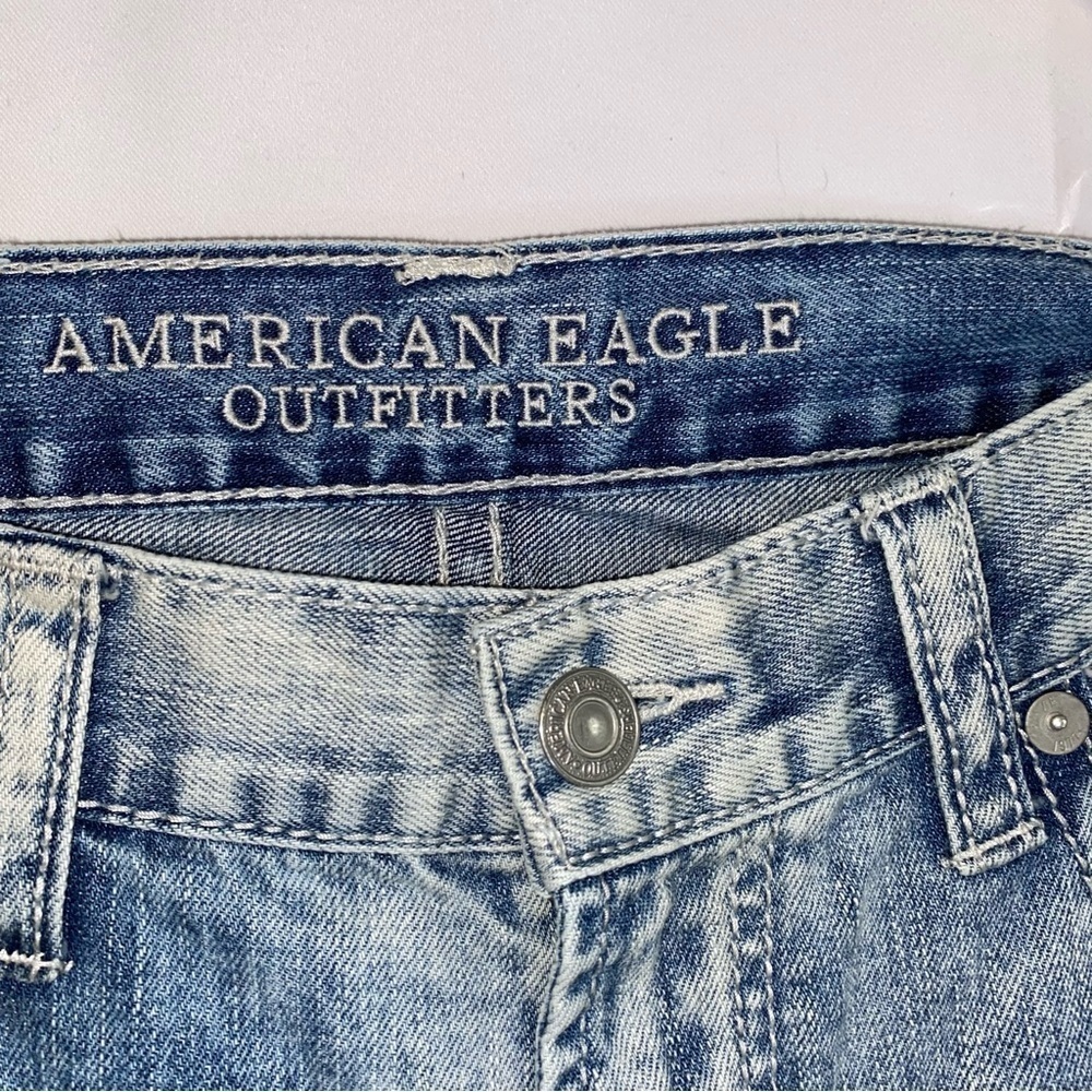American Eagle Outfitters Acid Wash Straight Leg Denim Jeans Size 34 X 32 - Picture 8 of 8